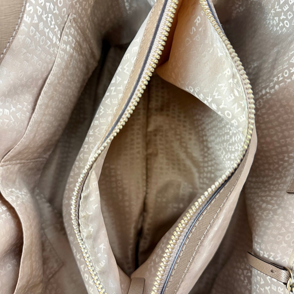 Kate Spade New York Saffiano Leather Tote Bag Taupe Tan Gold Hardware - Picture 11 of 15